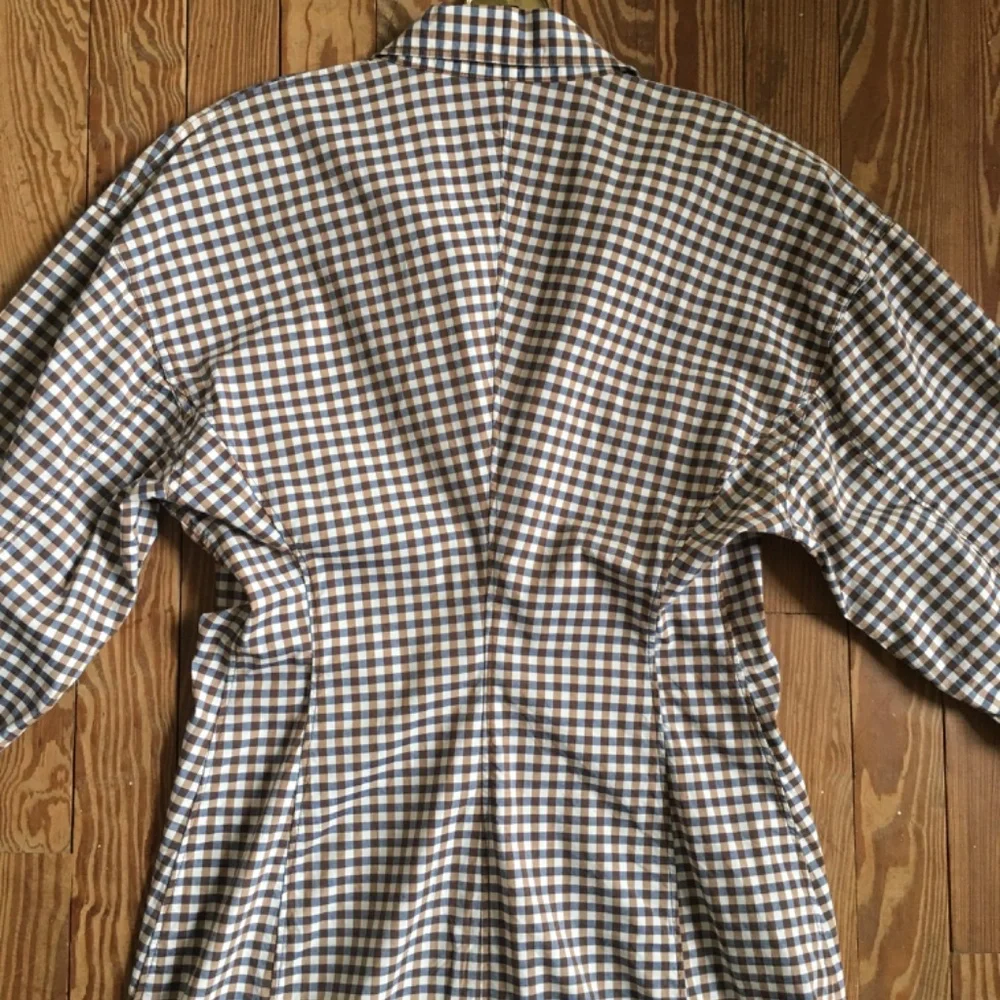 UNIQLO Shirt Dress, Size Medium, Navy/Brown/Ivory/ Checked - Picture 3 of 5
